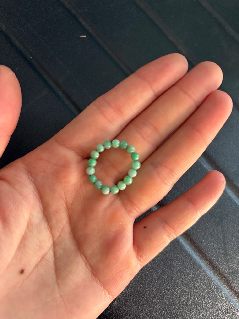 Grade A Beaded Jade Jadite Apple Green Ring Size 6